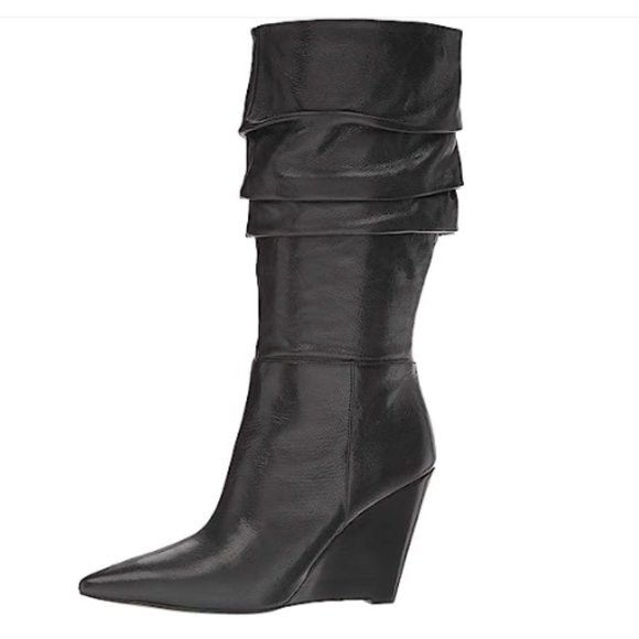 Nine West Vernese Leather Wedge Boot in Black - Picture 2 of 7